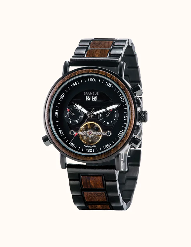 Montre en Bois Bracelet Métallique