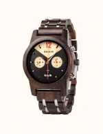 Montre en Bois Noir avec Chronographe