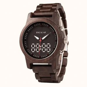 Montre Digitale en Bois d’Ébène