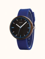 Montre en Bois à Bracelet en Silicone