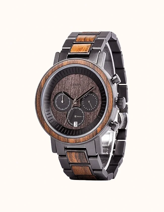 Montre en Bois de Noyer et en Métal