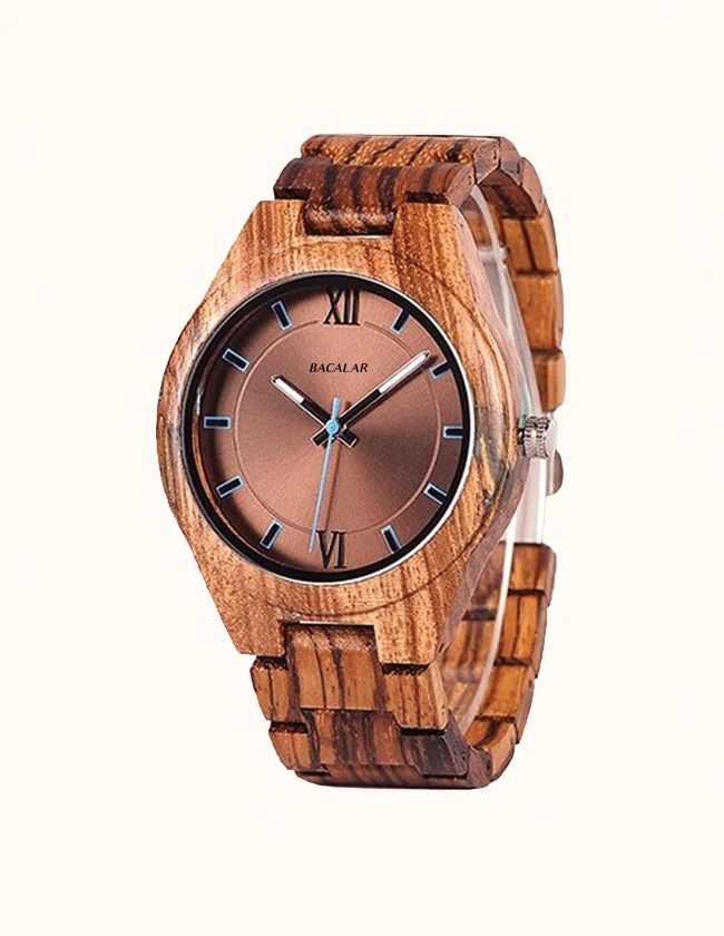 Montre en Bois Zebra et Bronze