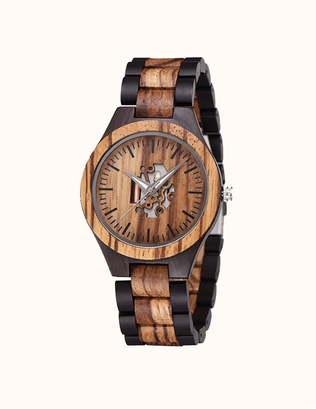 Montre en Bois Zebra et Noyer