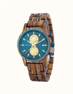 Montre en Bois Zebrano Bleu