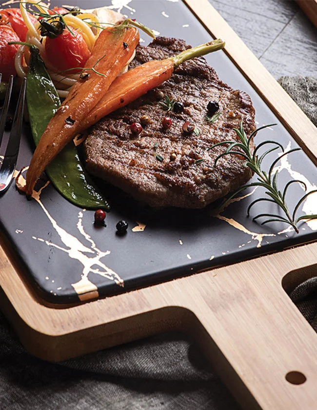 Assiette à Grillade en Bois Massif