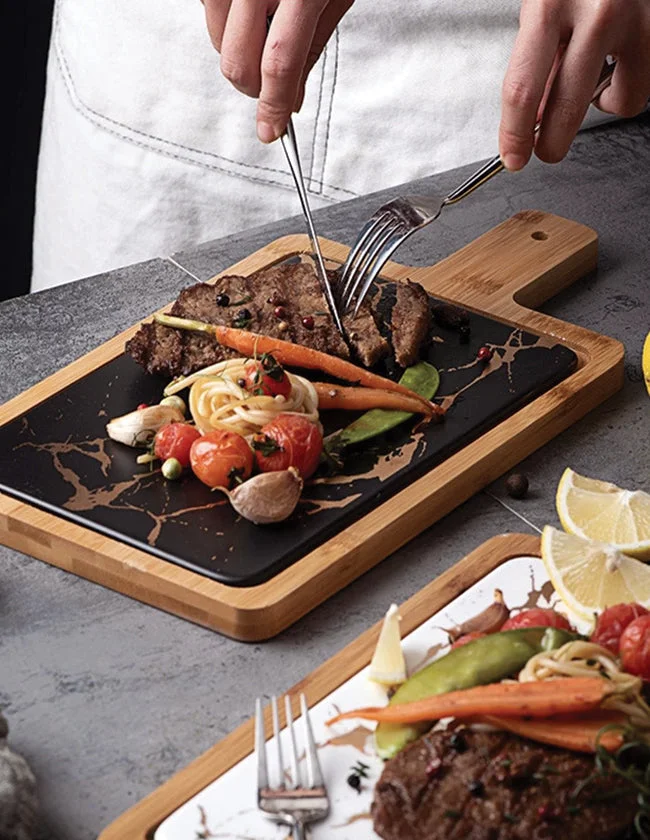 Assiette à Grillade en Bois Massif