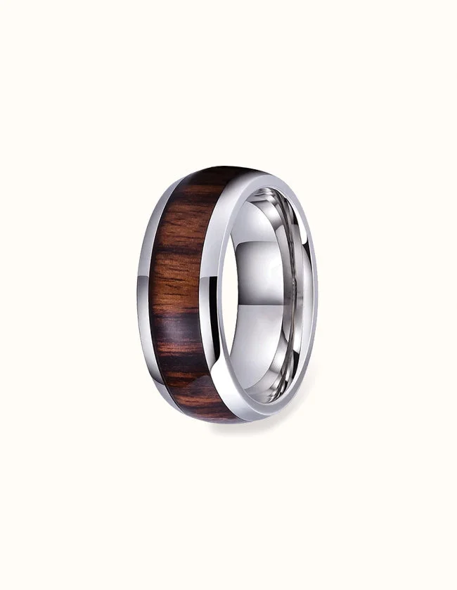 Bague en Tungstène Incrustée de Bois