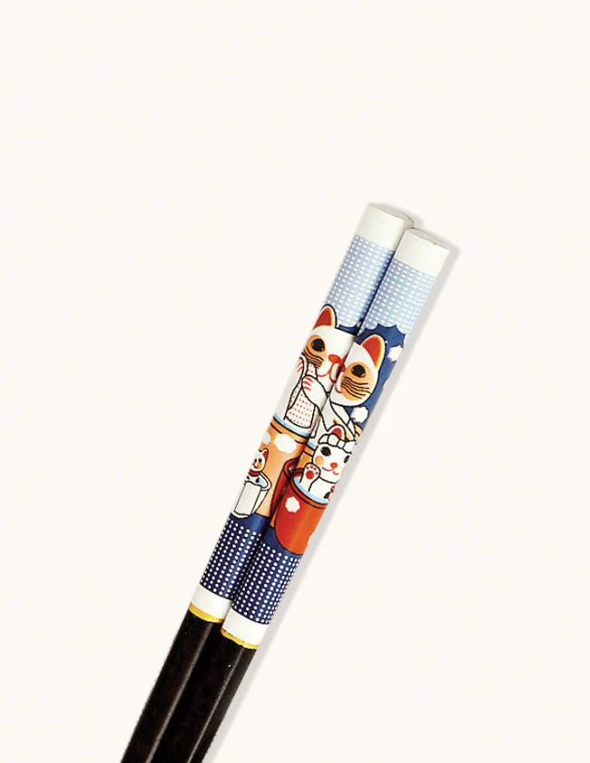 Baguette Chinoise Maneki Neko Bleu