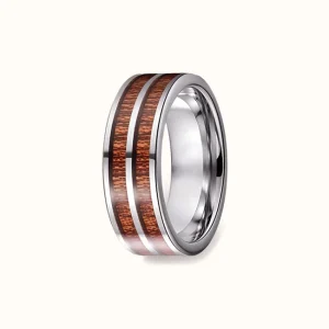 Bague Tungstène Bois Vintage