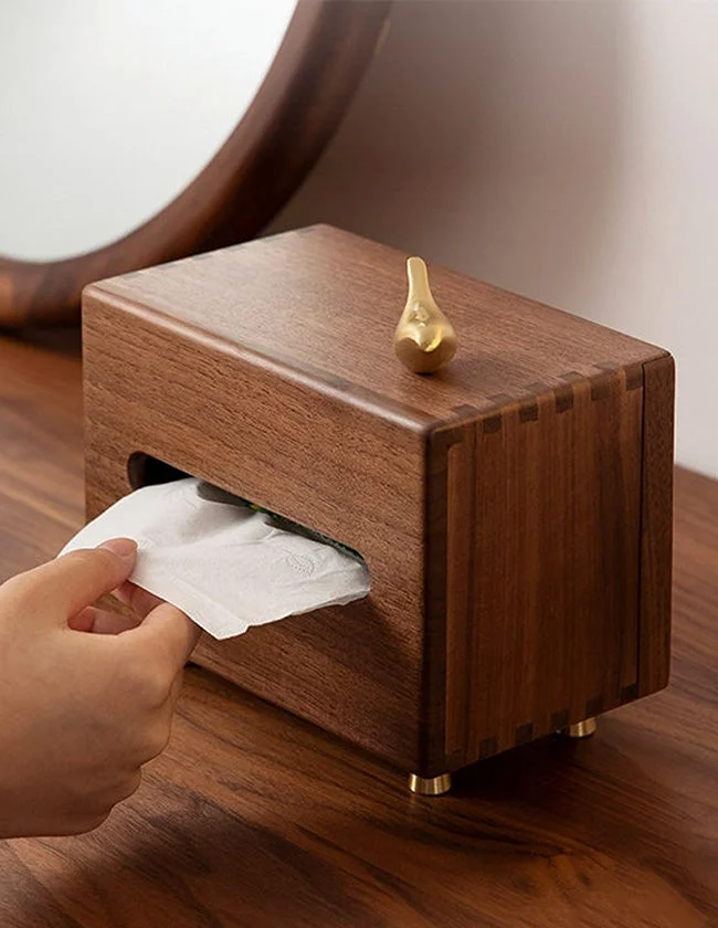 Boîte à mouchoirs en bois décorative