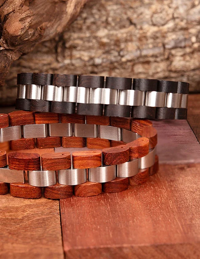 Bracelet en Bois Noir pour Homme – Image 2