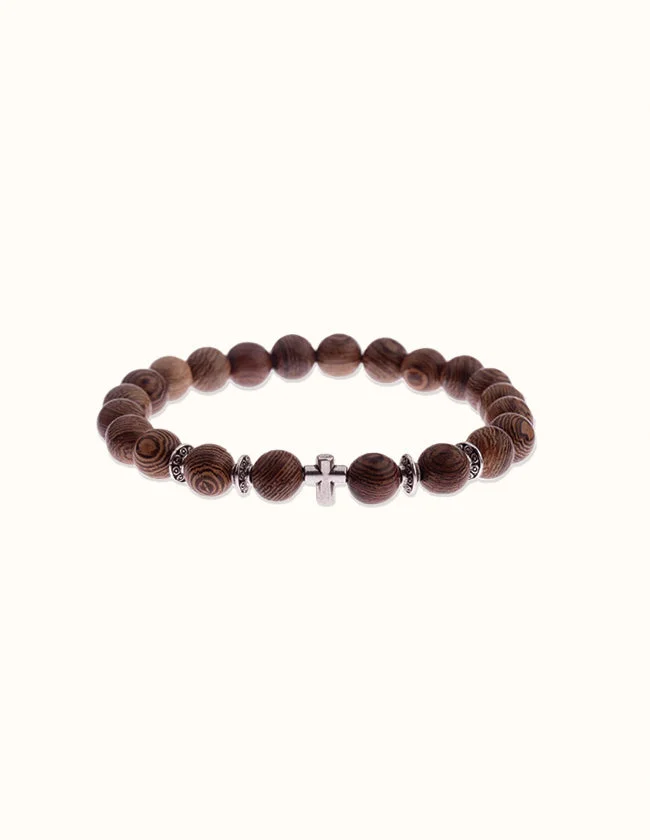 Bracelet en Bois avec une Croix
