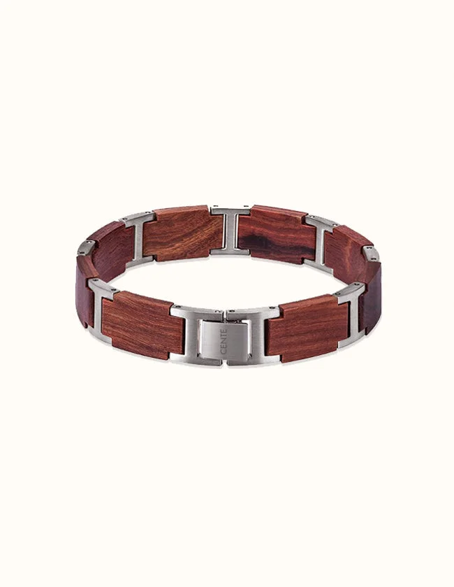 Bracelet en bois de santal avec maillons en argent