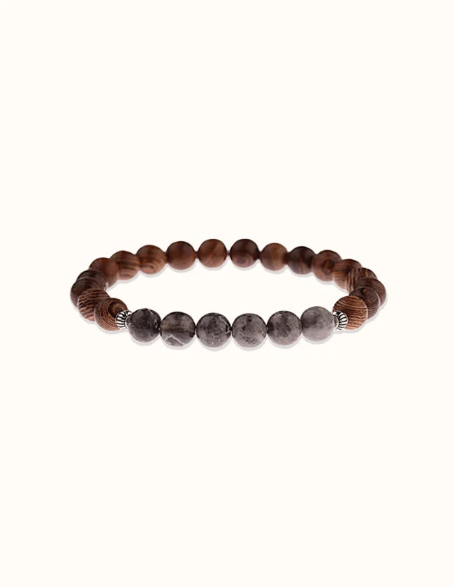 Bracelet en Bois et Jaspe Gris