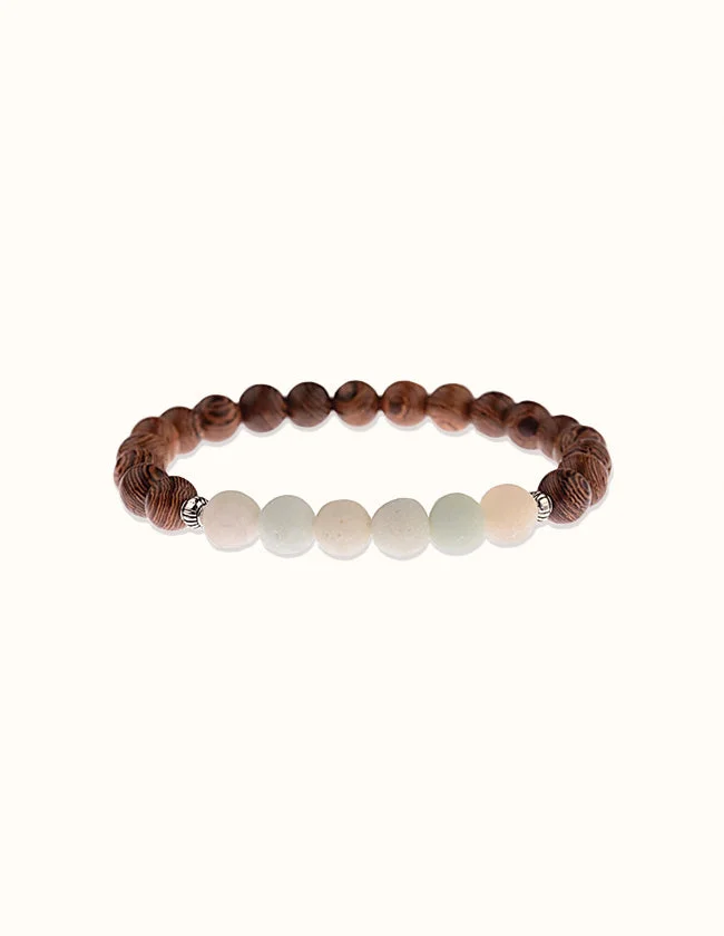 Bracelet en bois et en pierre amazonite