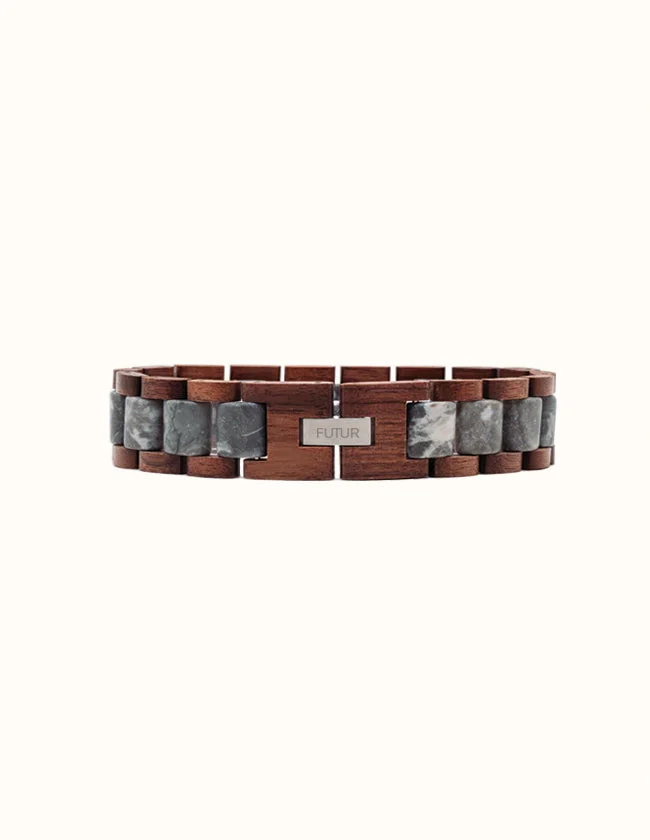 Bracelet à Maillons en Bois et Pierre