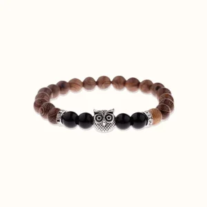 Bracelet en Bois et Onyx Noir