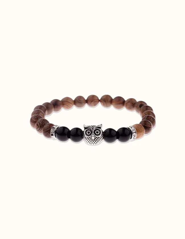 Bracelet en Bois et Onyx Noir
