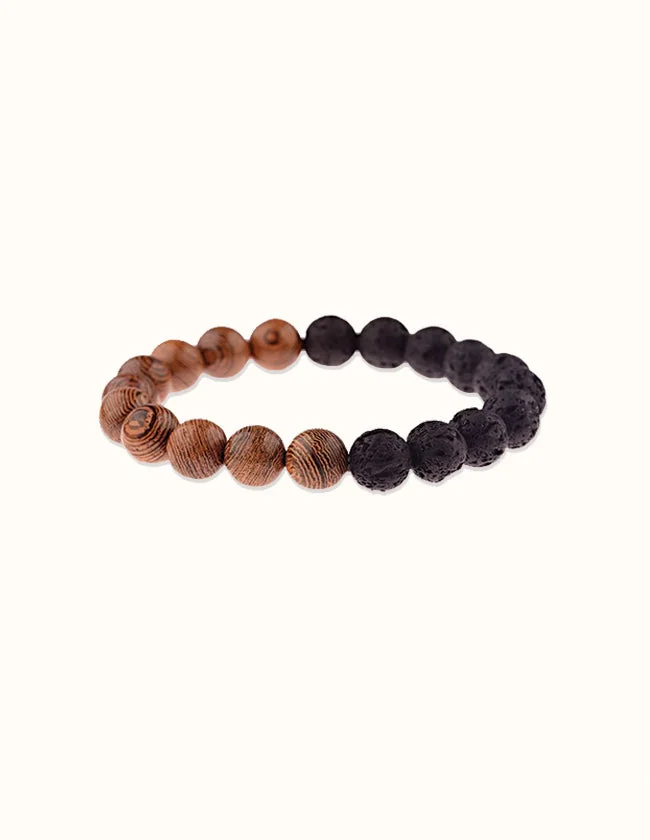 Bracelet en Bois et Pierre Volcanique