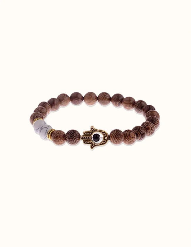 Bracelet en Bois Main de Fatma Dorée