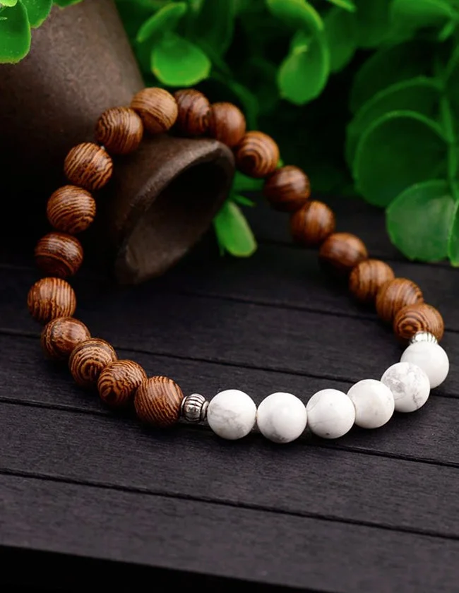 Bracelet en Bois et Pierre Semi Précieuse – Image 2