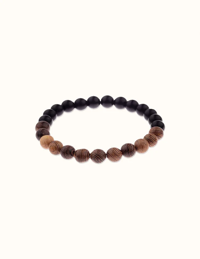 Bracelet Perles de Bois et d’Onyx