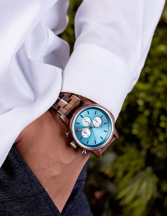 Chronographe en Bois de Noyer