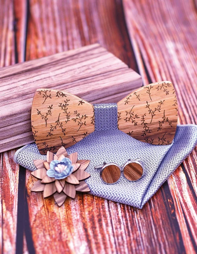 Coffret de Nœud Papillon en Bois Massif