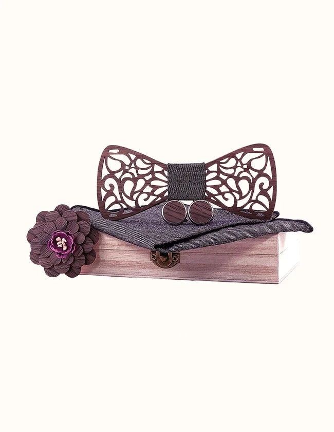Coffret Nœud Papillon en Bois Naturel
