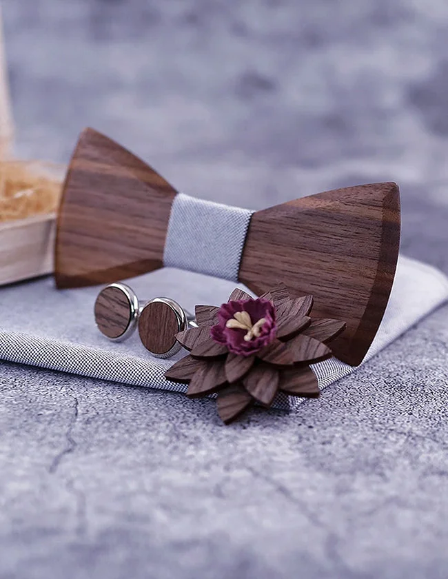 Coffret Nœud Papillon en Bois de Noyer Massif
