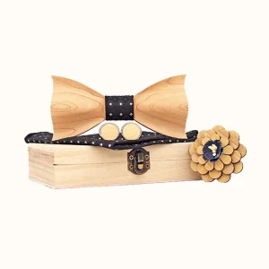Coffret Nœud Papillon en Bois Jaune