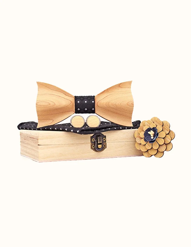 Coffret Nœud Papillon en Bois Jaune