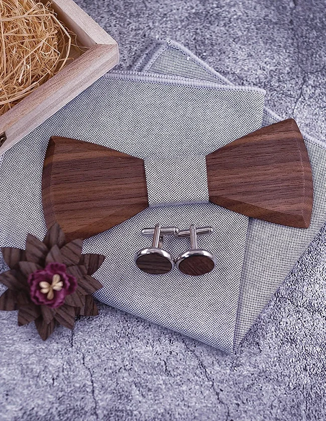 Coffret Nœud Papillon en Bois Gris