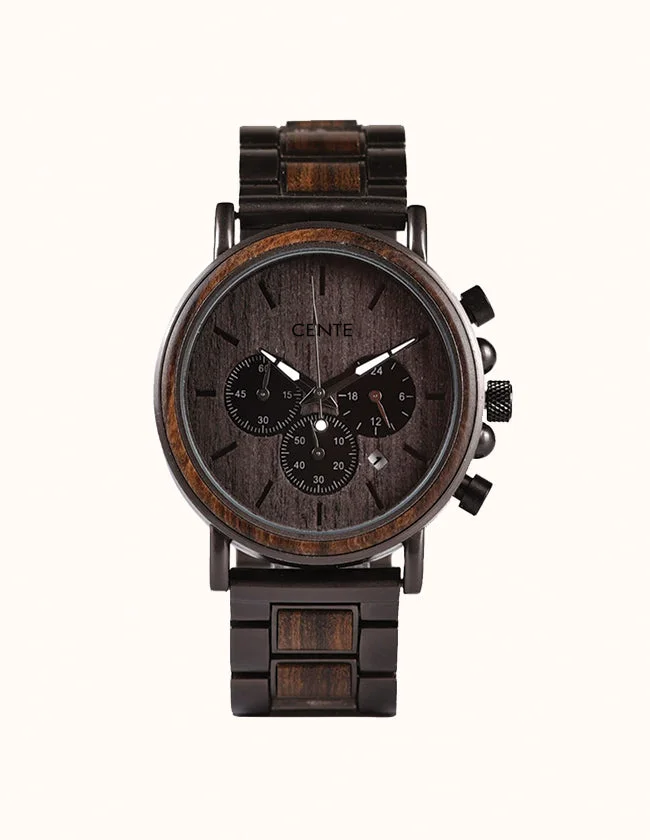 Montre en Noyer avec des Maillons en Métal