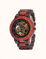 Montre Automatique en Bois de Santal Rouge