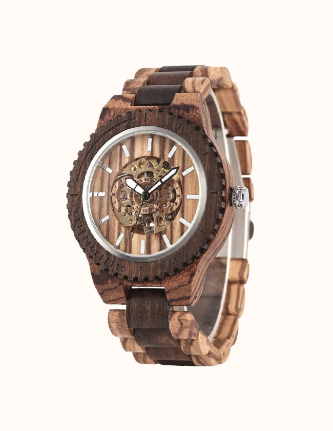 Montre Automatique en Bois Marron