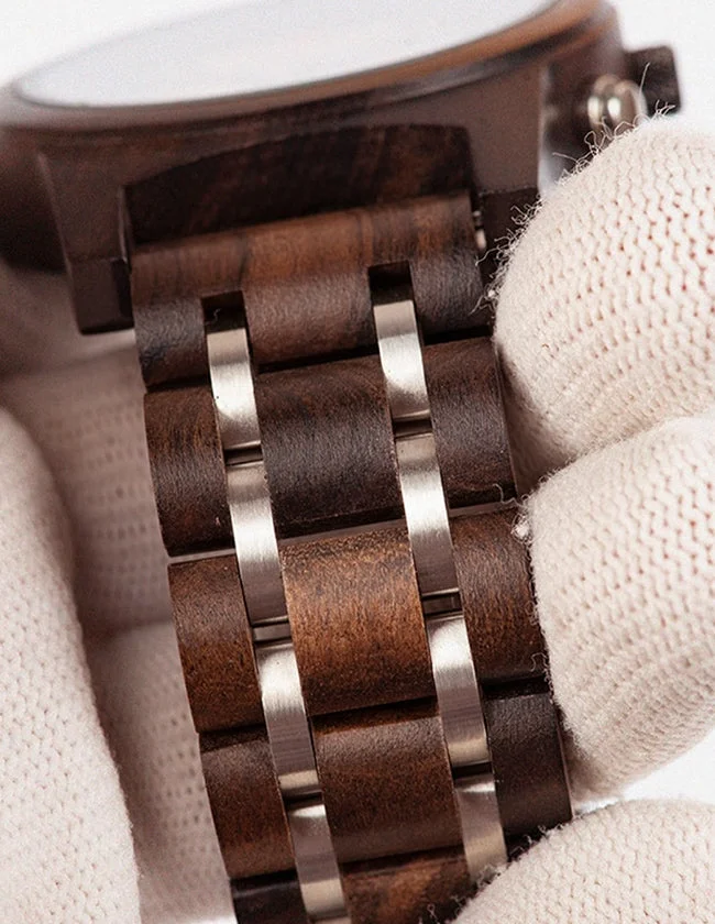 Montre en Bois avec Bracelet à Maillons
