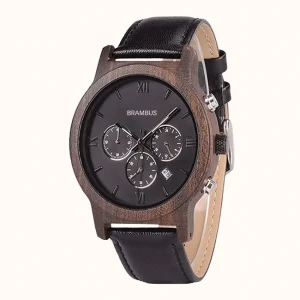 Montre de Luxe en Bois avec Bracelet Cuir