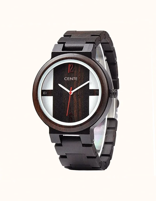 Montre Design en Bois d'Ébène