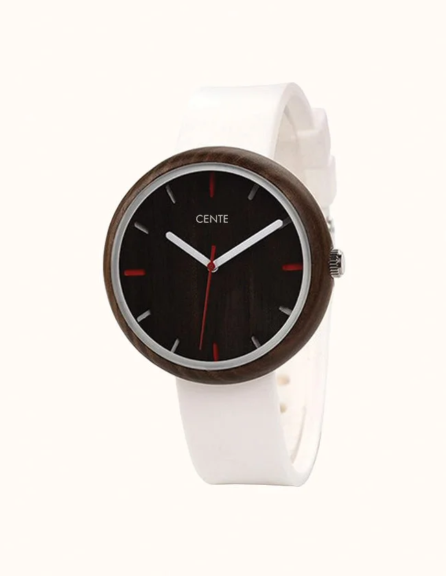 Montre en bois à bracelet en latex