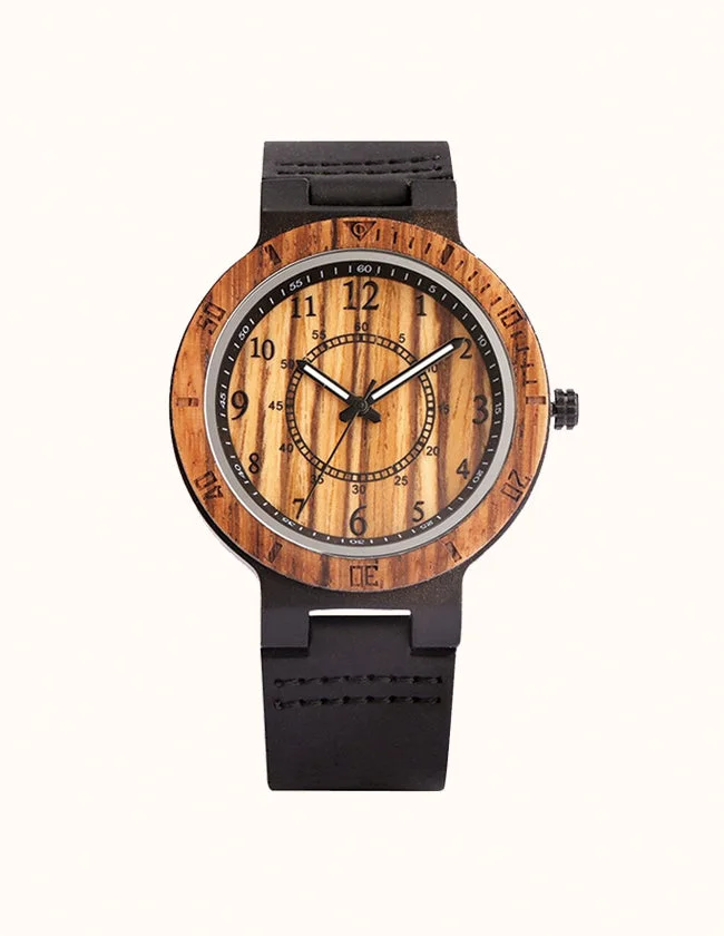 Détails de la Montre en Bois Zebra