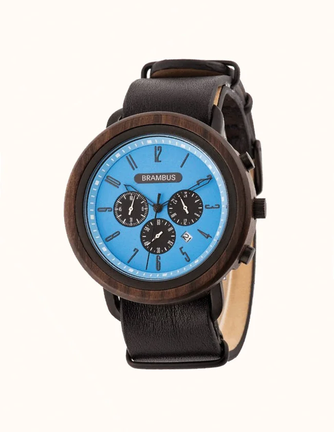 Montre en Bois avec Cadran Bleu