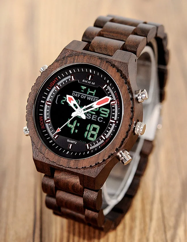 Montre en Bois avec Cadran Numérique