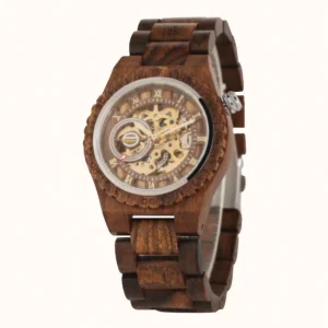 Montre en Bois Noyer à Remontage Mécanique