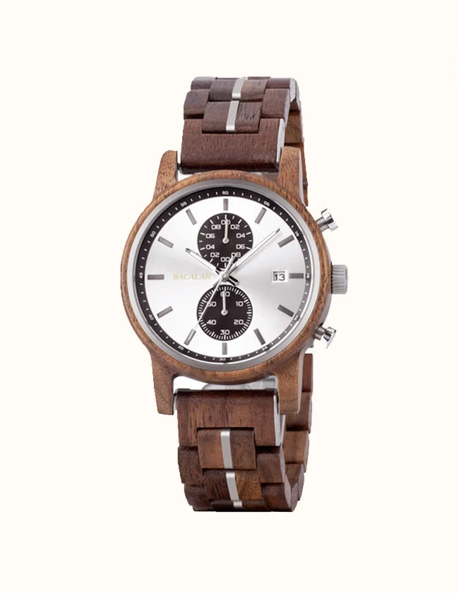 Montre en Bois de Noyer avec Cadran Argent