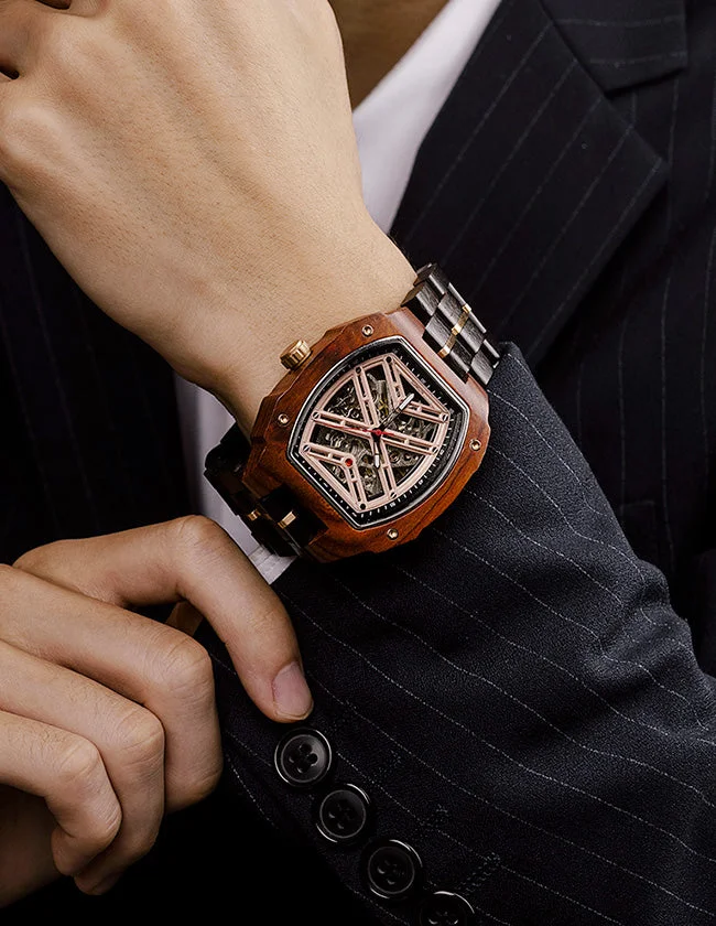 Montre en Bois de Santal avec Bracelet en Bois Ébène