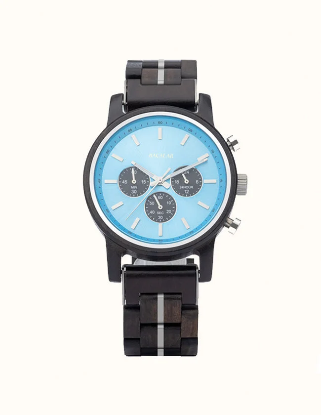 Montre en Bois Noir avec Chronographe