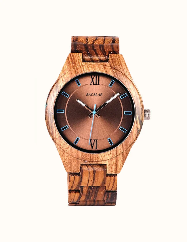 Montre en Bois Zebra et Bronze
