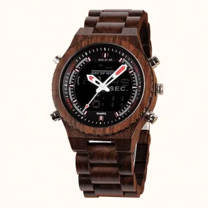 Montre Numérique en Bois de Wengé