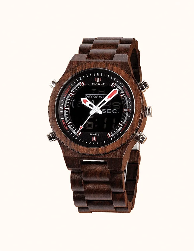 Montre Numérique en Bois de Wengé